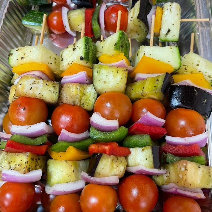 Brochetas de verduras para asar